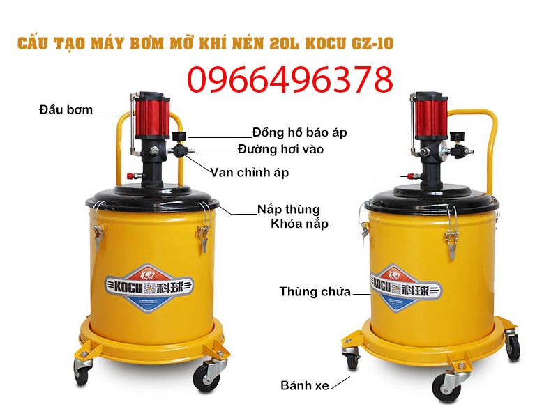 Máy bơm mỡ khí nén 20L