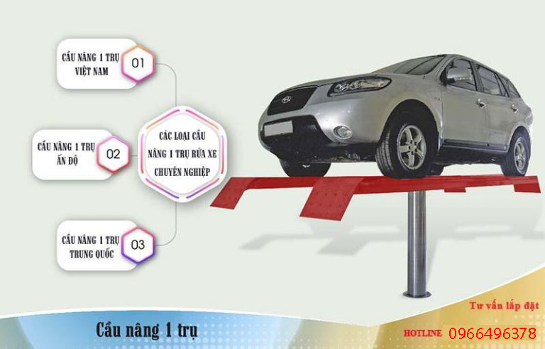 Quy Trình và Đặc điểm cầu nâng 1 trụ rửa xe ô tô