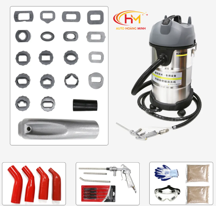 Máy bắn trấu vệ sinh họng nạp suppap hút động cơ ô tô.